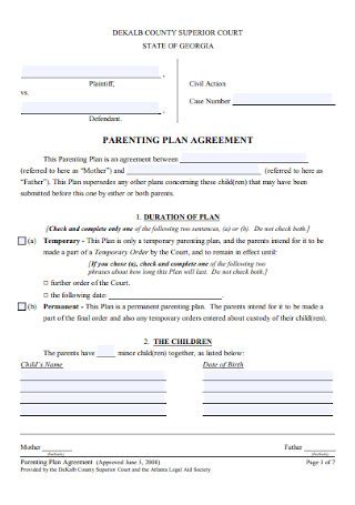 16 SAMPLE Co Parenting Agreement Templates In PDF MS Word Google