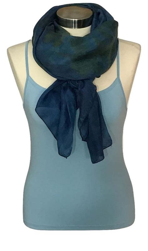 Blue Scarf Long, Handmade Silk Scarf, Eco Print, Blue Indigo Silk Scarf ...