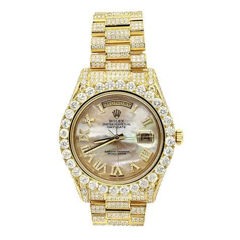 Diamond Rolex 18k Gold Oyster Perpetual Iced Out 20CT Ice Storm Gems