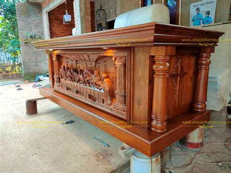 Meja Altar Katolik Ukiran Perjamuan Alta Jati Furniture