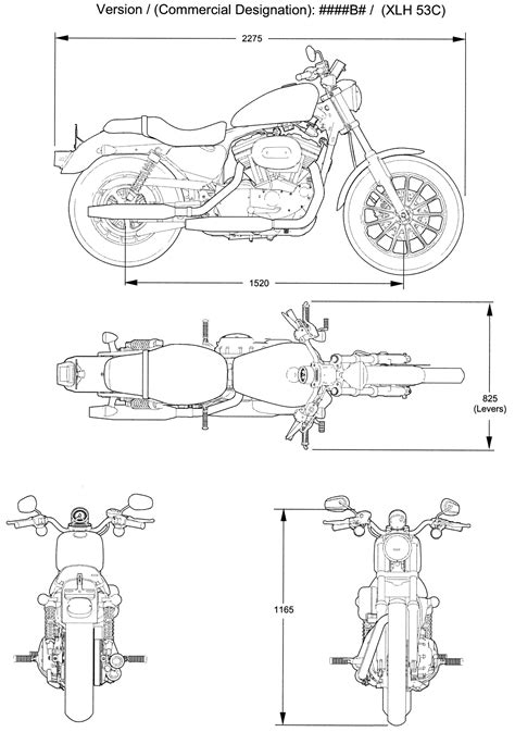 Harley-Davidson XLH 53C Blueprint - Download free blueprint for 3D modeling