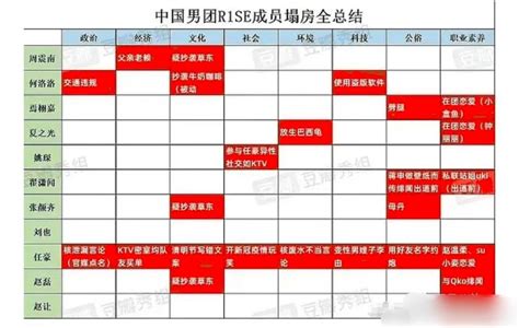 中国男团rise塌房实录表格，任豪位列榜首（八项大满贯）rise任豪新浪新闻