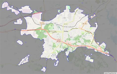 Map of Shelby city, North Carolina