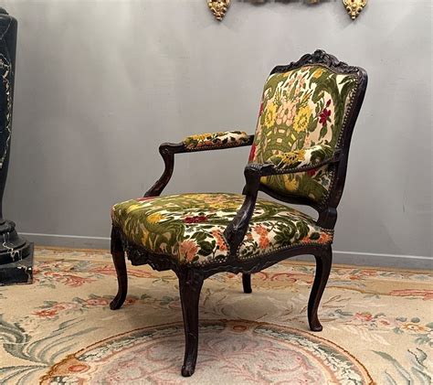 Proantic Large Fauteuil A Dossier Plat D Epoque R Gence Debut Xviii