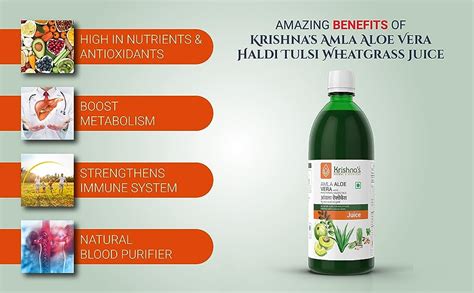 Buy Krishnas Amla Aloe Vera Wheat Grass Haldi And Tulsi Juice 500 Ml Pack Of 1 Powerful