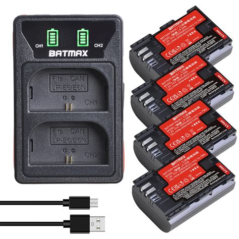 Batmax LP E6N LP E6 2040mAh Battery LED Dual Charger With Type C Port