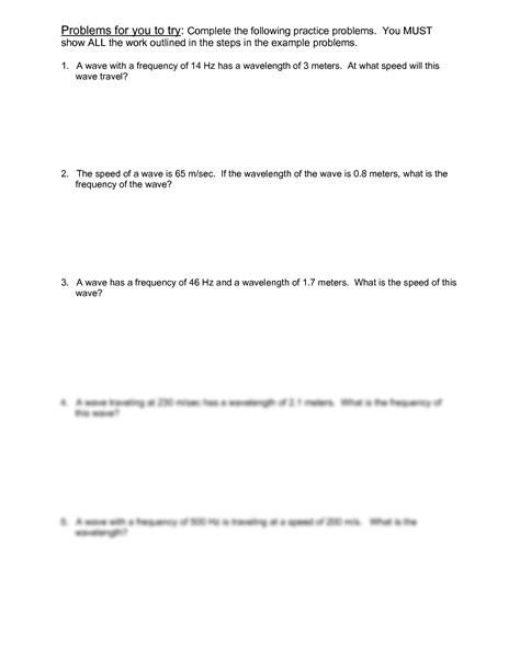 Solution Wave Speed Equation Practice Problems Studypool