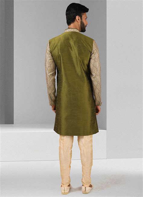 Buy Indian Ethnic Clothing Engagement Green Men Sherwanis