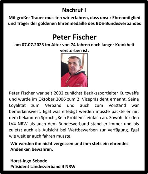 Nachruf Peter Fischer