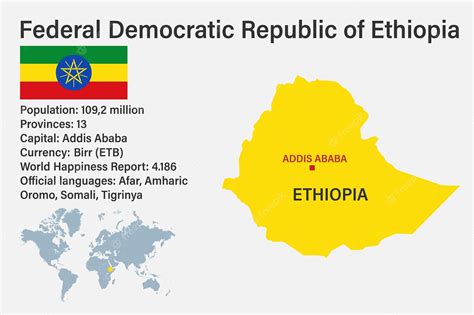 Premium Vector | Highly detailed ethiopia map with flag capital and ...