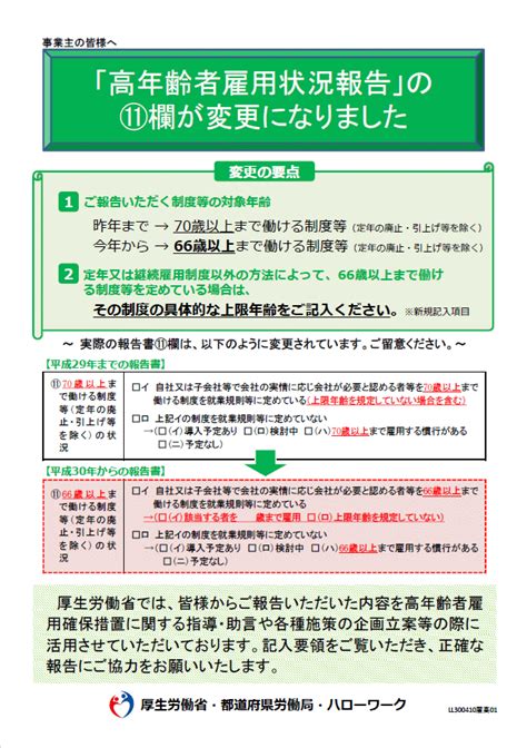 「高年齢者雇用状況報告」の11欄が変更になりました 労務ドットコム