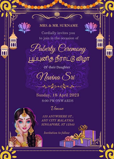 Buy Puberty Ceremony Invitation Online In India Etsy