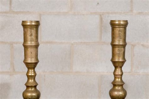 Tall Pair Of Mid Century Brass Candlesticks At 1stdibs Tall Brass Candlesticks