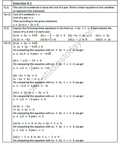 Two Variable Linear Equations Worksheets Worksheets Master