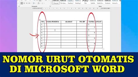 Cara Membuat Nomor Urut Otomatis Di Tabel Microsoft Word Words