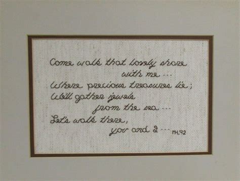 Details About Come Walk The Lovely Shore With Me Finished Cross Stitch Beachy Romantic Poem