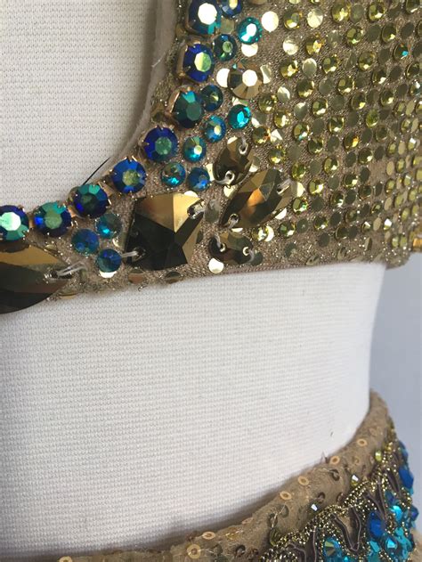 Bedazzled Bra and Shimmy Belt Set / Deep U Push up Plunge Bra & High