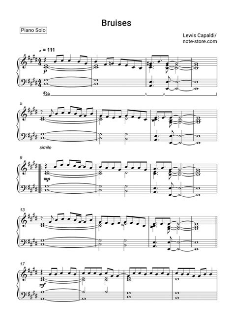 Lewis Capaldi - Bruises sheet music for piano download | Piano.Solo SKU ...