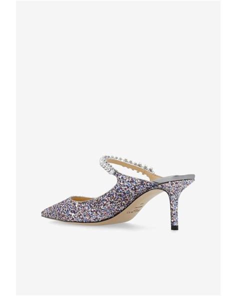 Jimmy Choo Bing Crystal Embellished Glittered Mules In White Lyst