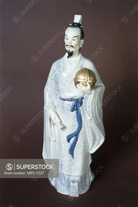 Porcelain statuette of the Chinese astronomer, mathematician and seismologist, Zhang Heng (78 ...