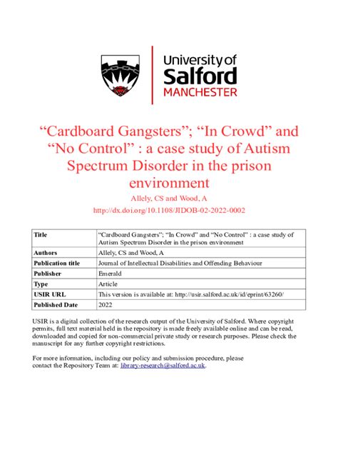 Fillable Online Usir Salford Ac In Crowd And No Control A Case Study