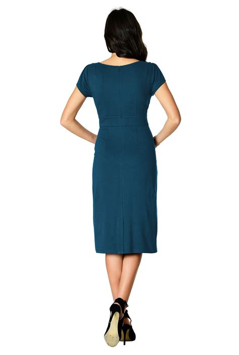 Shop Cotton Knit Banded Empire Sheath Dress Eshakti