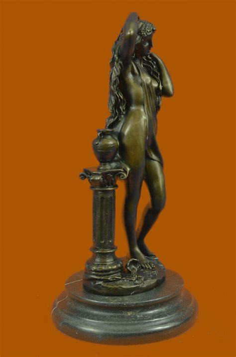 Classic Patoue Female Figure Nude Bookend Bronze Marble Statue