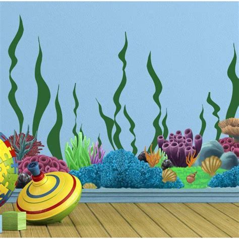 Beautiful Coral Seaweed Undersea Ocean Floor Wall Decor Decals Includes