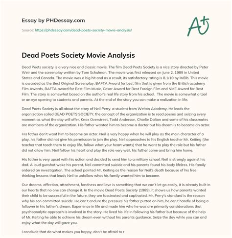 Dead Poets Society Movie Analysis - PHDessay.com