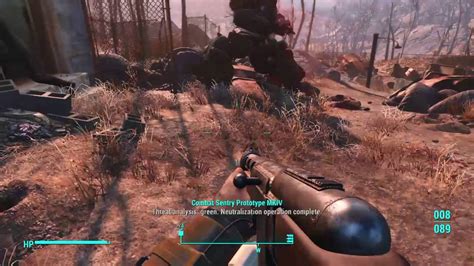 Fallout 4 Mkiv Prototype Sentry Bot Vs Mole Rats Youtube