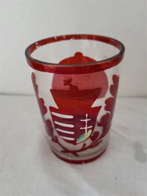 Verre Maill Rouge Xixe Si Cle Croix De Lorraine Eur Picclick Fr