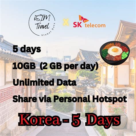 ESIM South Korea 5 DAY Prepaid Unlimited Data 2GB Daily High Speed