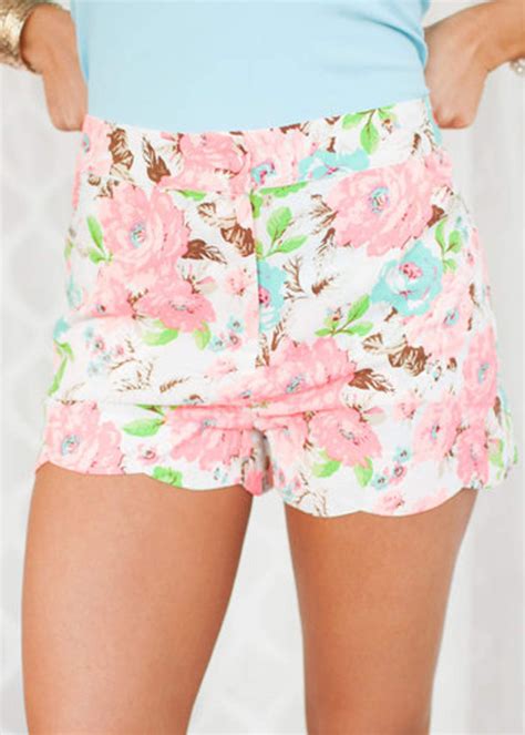 High Waisted Floral Print Shorts Stylish Clothes For Women