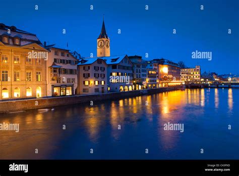 Zurich Switzerland Canton Zurich Town City Old Town River Flow