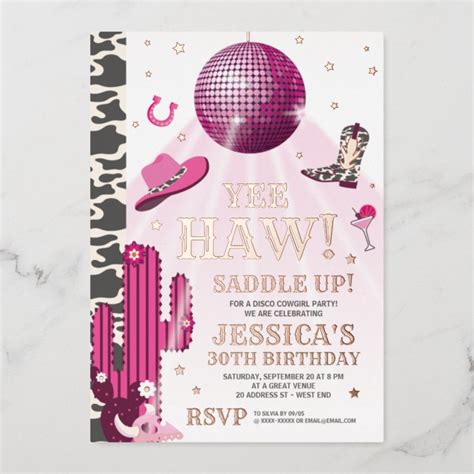 Disco Cowgirl Birthday Party Invitation Zazzle