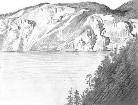 Lake Sketch at PaintingValley.com | Explore collection of Lake Sketch