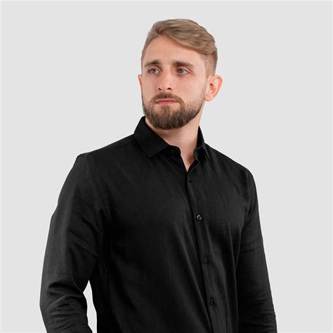 Camisa Linho Black Manga Longa Masculina Vista Oka