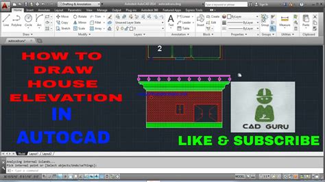 How To Draw House Elevation In Autocad Hindi Youtube