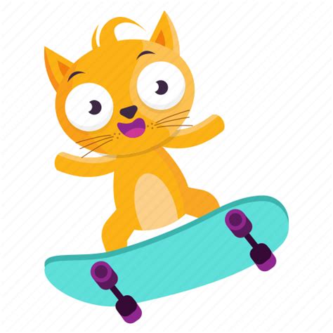 Cat Emoji Emoticon Skateboard Skater Sticker Icon Download On