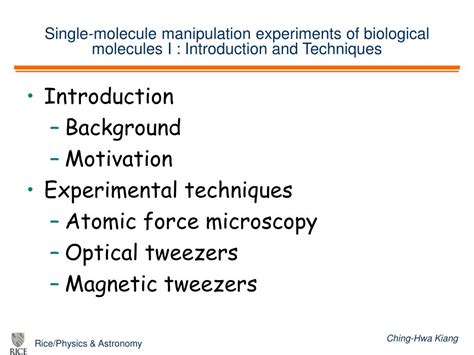 Ppt Single Molecule Manipulation Experiments Of Biological Molecules