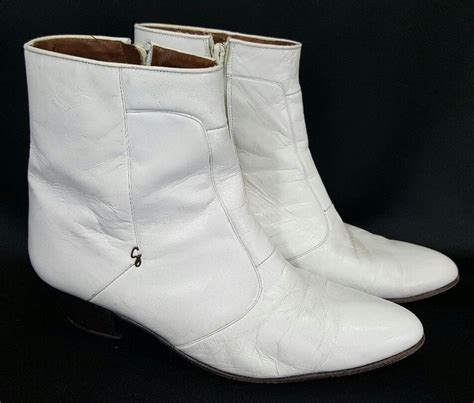 Giorgio Brutini Calloway Cuban Heel White Zip Up Ankle Boots Shoes Size