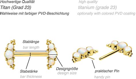 Titanium Barbell With Push Fit Synthetic Opals Balls Piercingline