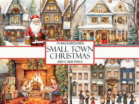 Small Town Winter and Christmas Images Graphic by NiftyCraftyHouse