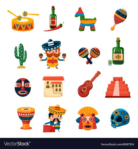 Traditional mexican symbols collection Royalty Free Vector