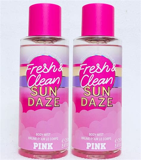 2 Victorias Secret Pink Fresh Clean Sun Daze Mist Body Spray Perfume 8