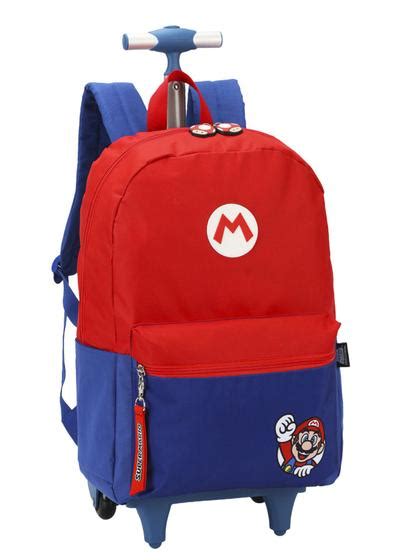 Mochila Escolar Rodas Costas Super Mario Bros Original VM Luxcel