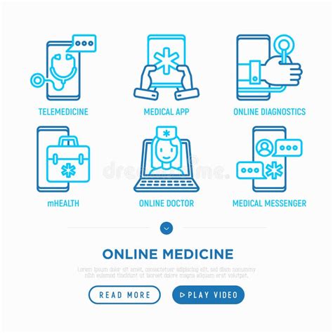 Medicina Em Linha Linha Fina Grupo Da Telemedicina Dos ícones