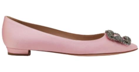 Manolo Blahnik Pink Satin Hangisi Flats Lyst Uk