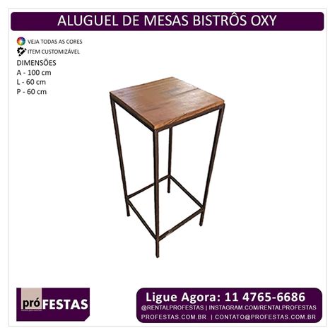 Aluguel de Mesa Bistrô Oxy Aluguel de Móveis para Eventos e Festas