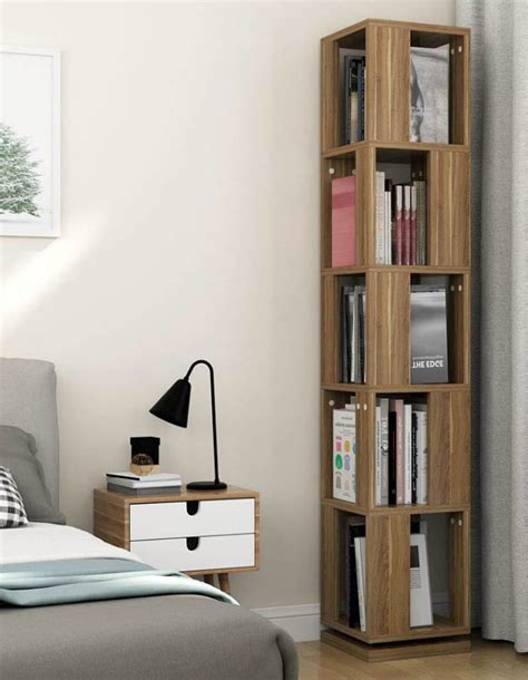 Tribesigns Tier Rotating Bookshelf Modern Corner Bookcase For Home